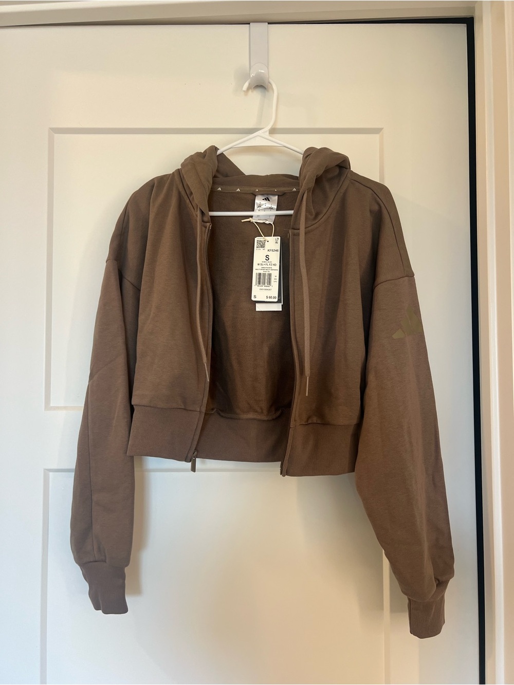 Adidas Cropped Zip Hoodie Jacket - Brown